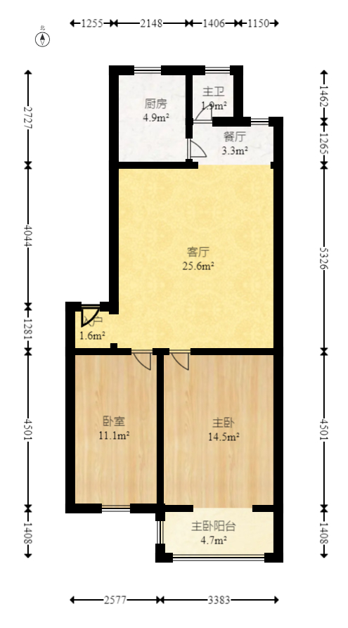 湘绣城  2室2厅1卫   38.00万室内图1