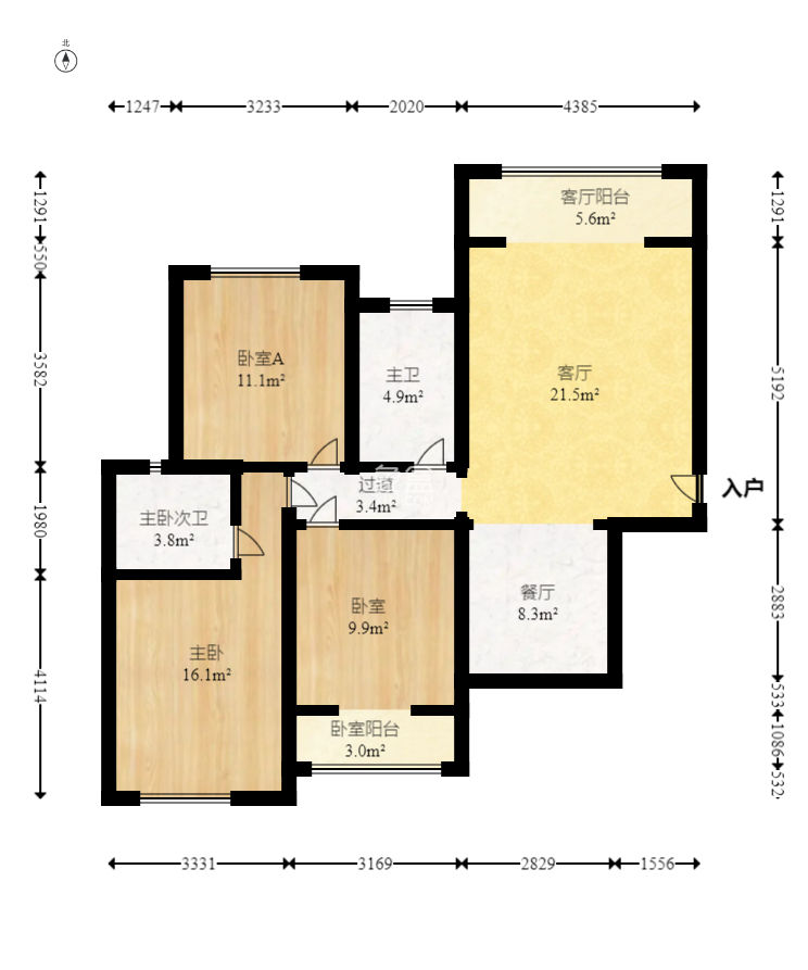 恒广国际景园一二区  3室2厅2卫    100.0万