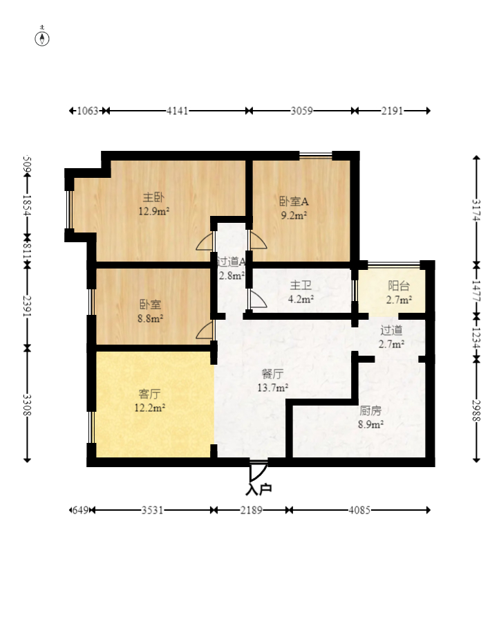 新长海广场 3室2厅1卫 76.79万 新长海广场 3室2厅1卫 76.79万户型图
