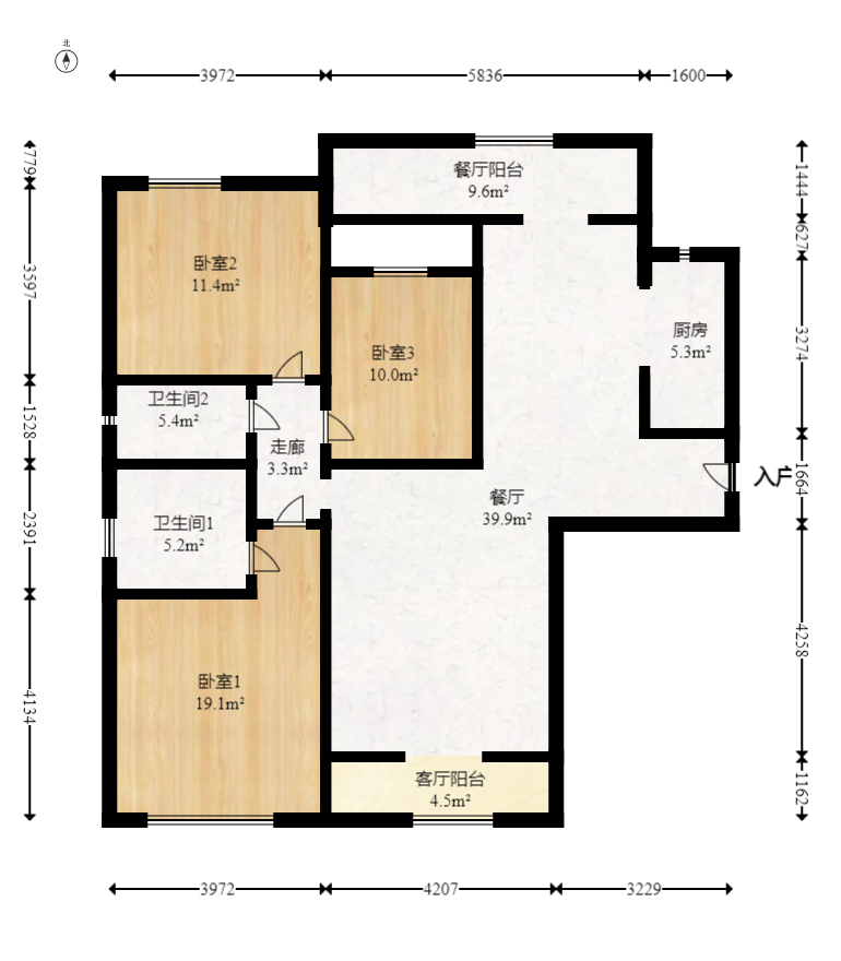 文景领秀  3室2厅2卫   135.00万室内图1