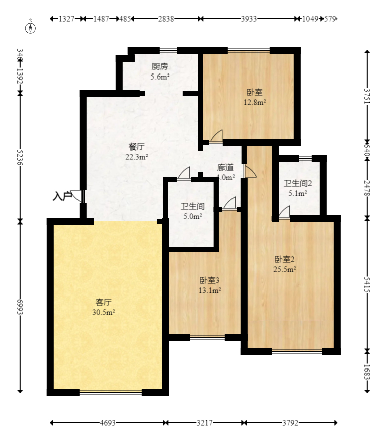 咸嘉新村嘉兴苑  3室2厅2卫   98.00万室内图1