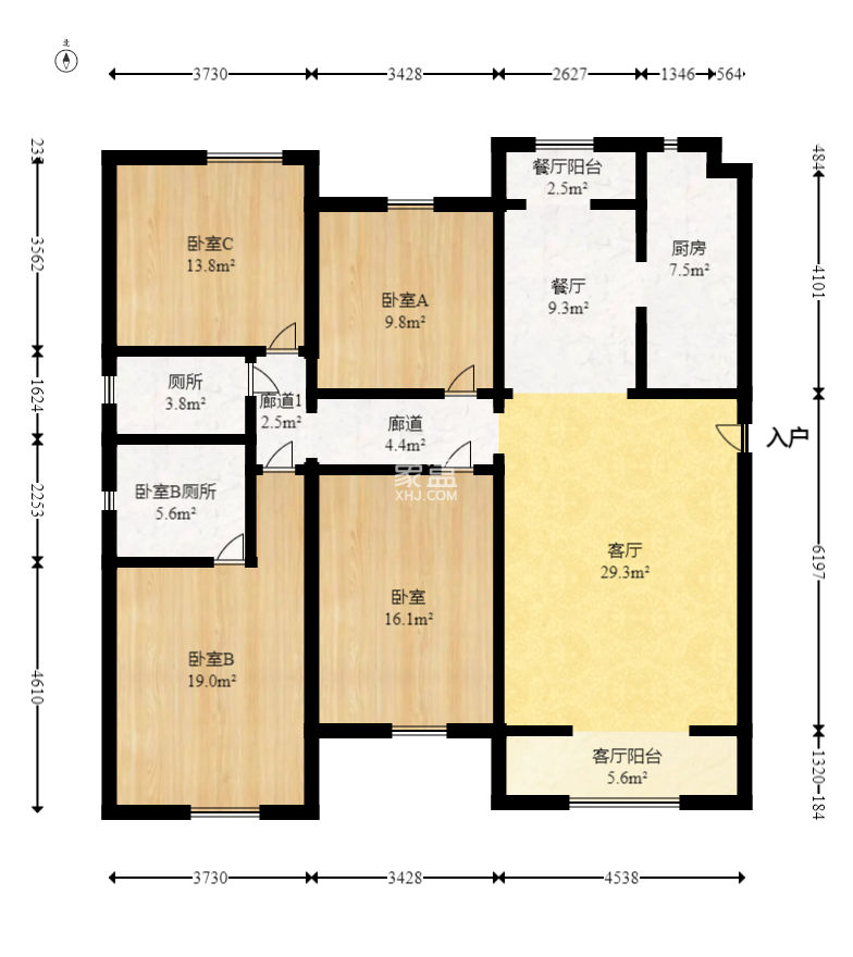 北大资源理想家园  4室2厅2卫   200.00万