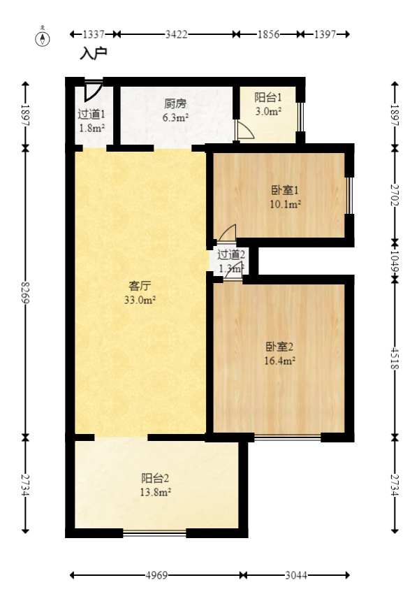 时代倾城二期 2室2厅1卫 79.0万 时代倾城二期 2室2厅1卫 79.0万户型图