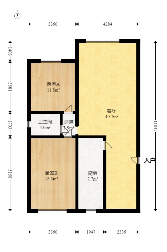 竹满人家  2室1厅1卫   58.00万室内图1