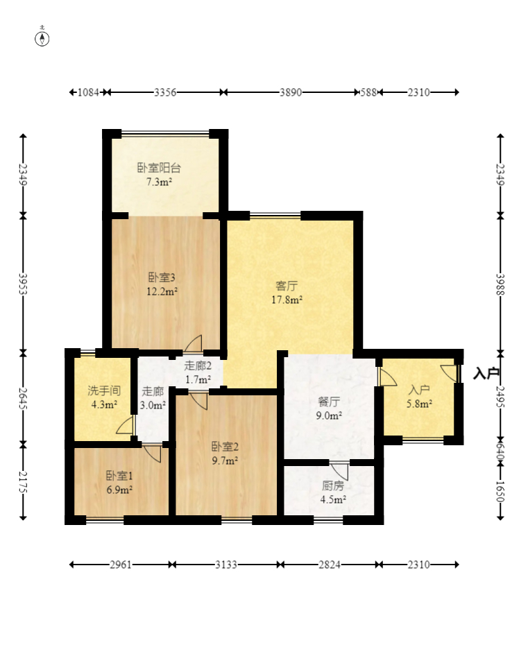 东玺门  3室2厅1卫    86.0万 东玺门  3室2厅1卫    86.0万户型图
