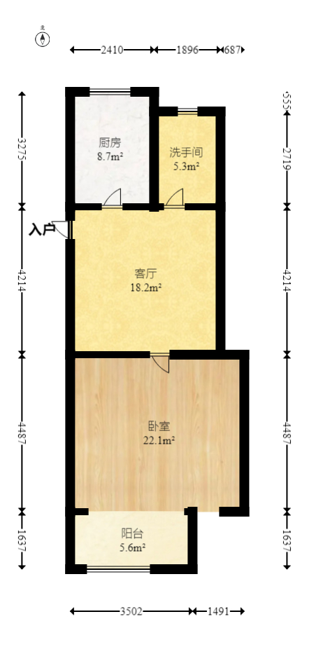 鸿景苑  1室1厅1卫   38.80万室内图1