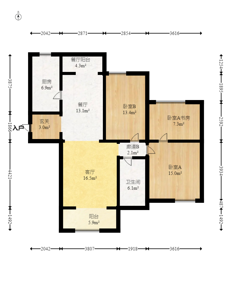 卓越麓山别墅（麓山峰境产权麓山花苑）  3室1厅1卫   69.50万室内图1