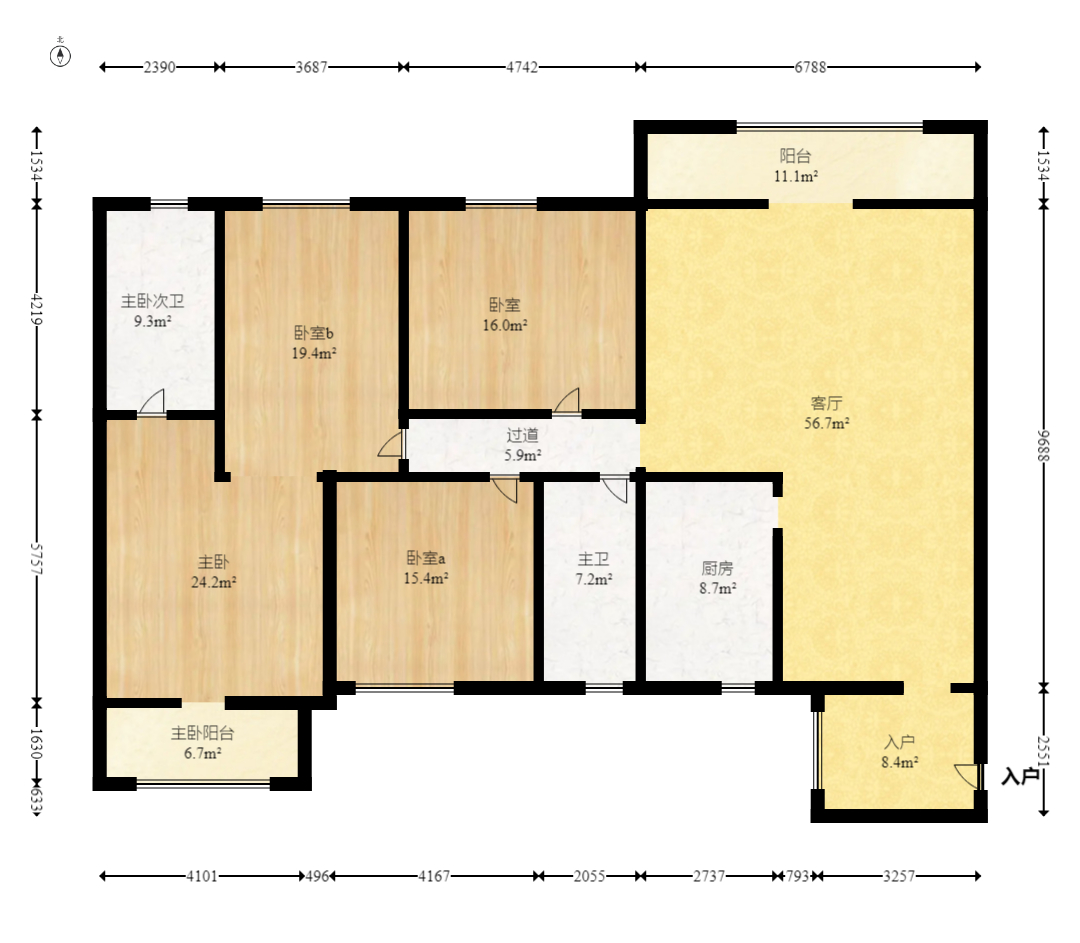 好望谷  4室2厅2卫    105.0万室内图1