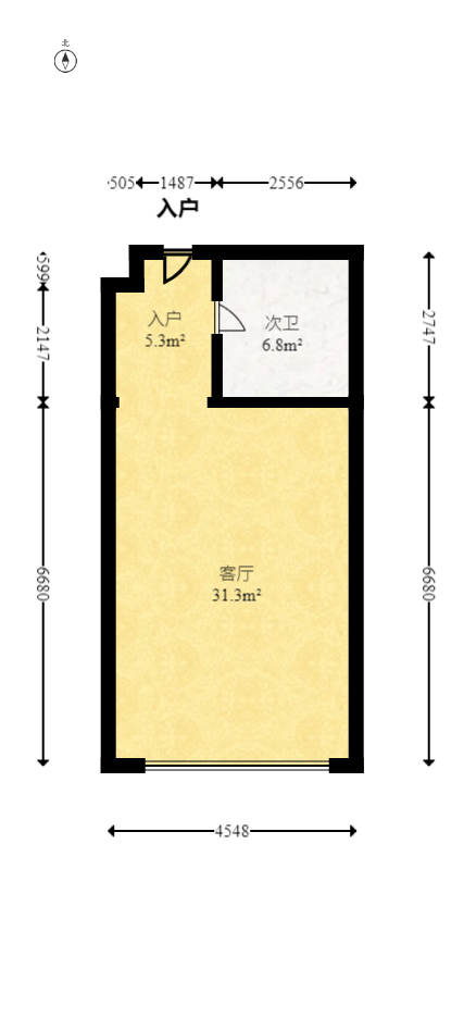 荣盛花语书苑  2室1厅1卫   48.00万室内图1