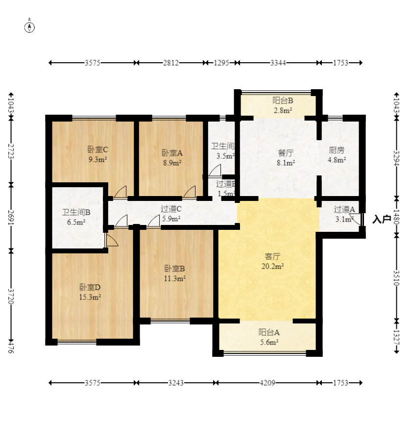 中建璟和城  4室2厅2卫   180.00万室内图1