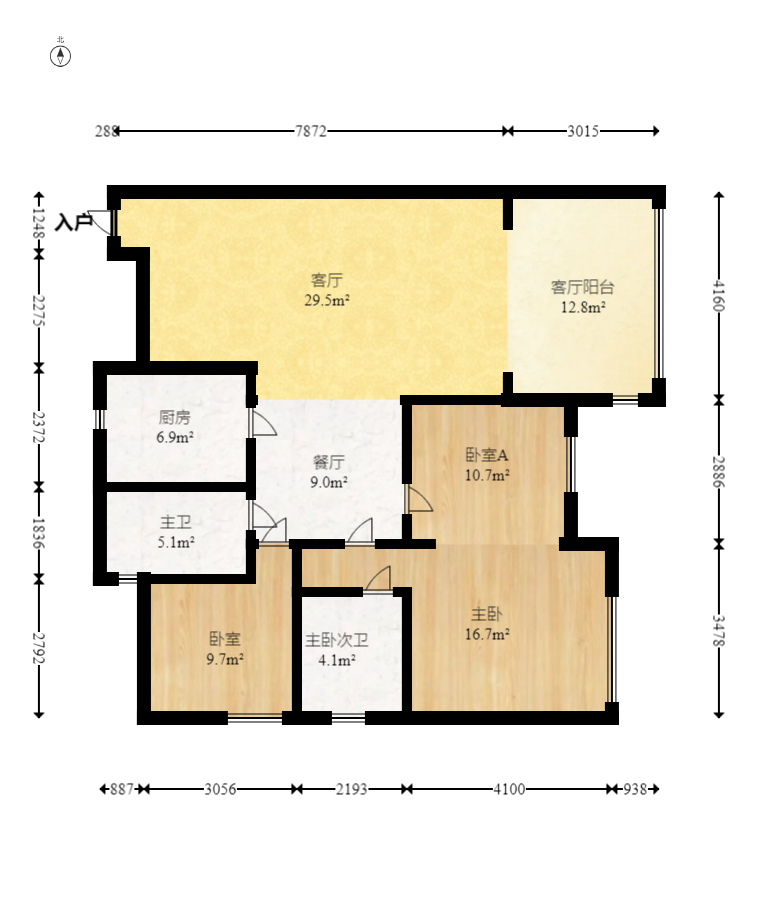 王府花园  3室2厅2卫   128.00万室内图1