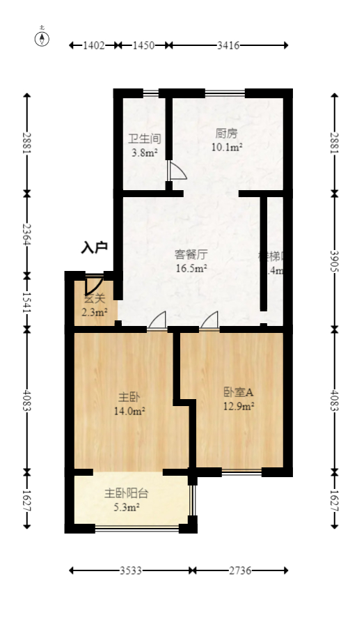岳银小区（一二三五村）  4室2厅1卫   51.80万户型图