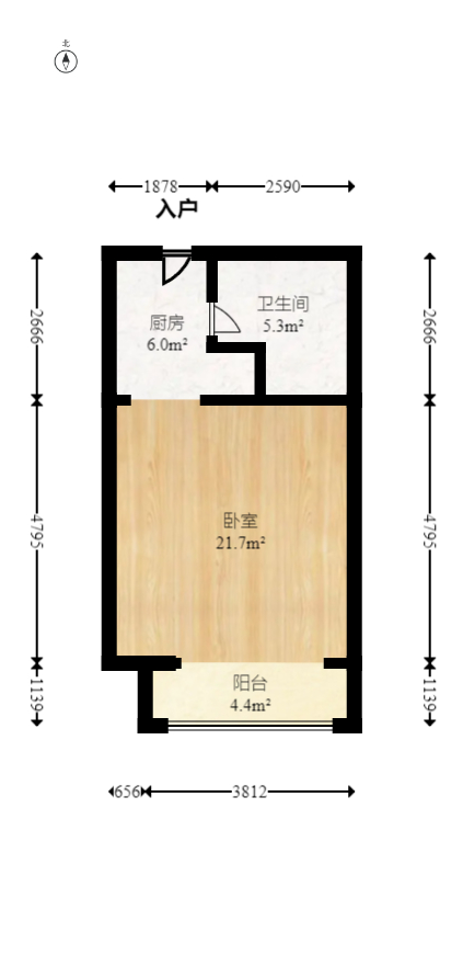 江山帝景哈佛  1室1厅1卫   38.00万室内图1