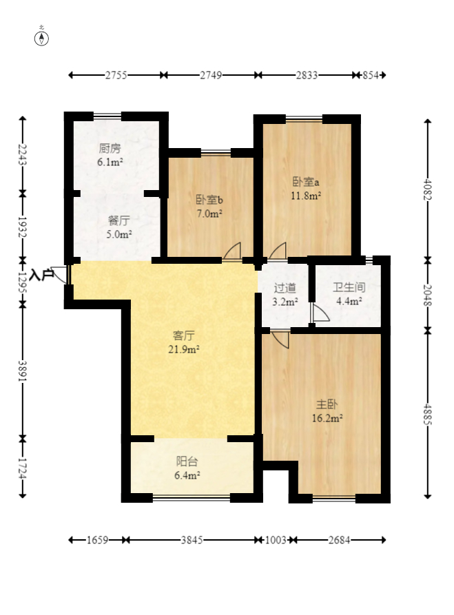 新城国际花都 3室2厅1卫 56.0万 新城国际花都 3室2厅1卫 56.0万户型图