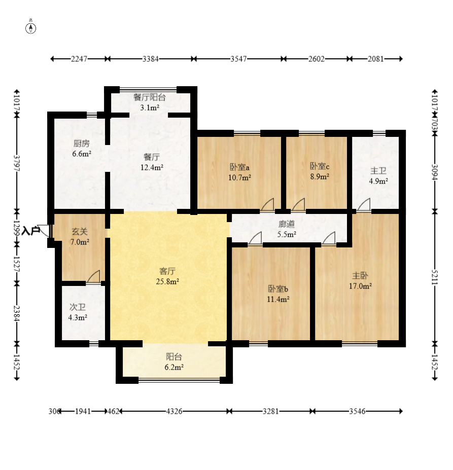 万科金色梦想C区  4室2厅2卫    206.0万室内图1