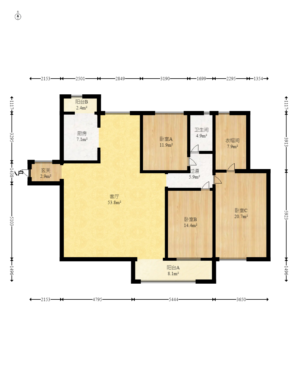 藏瓏湖上國際花園  3室2廳2衛(wèi)    143.0萬室內(nèi)圖1