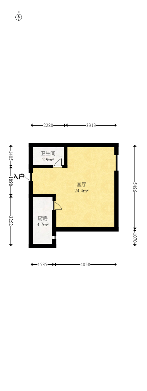 新城悦隽公园  2室1厅1卫    35.0万室内图1