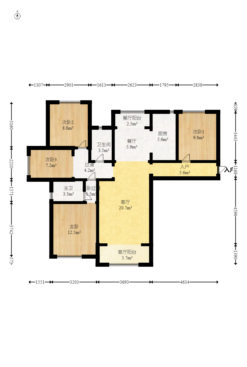 海伦春天 4室2厅2卫 100.0万 海伦春天 4室2厅2卫 100.0万户型图