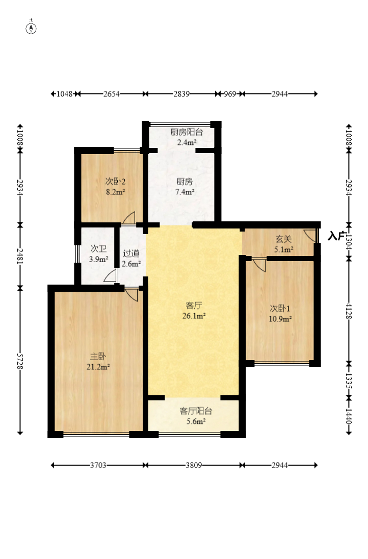 绿地海外滩二期 3室2厅1卫 80.0万 绿地海外滩二期 3室2厅1卫 80.0万户型图
