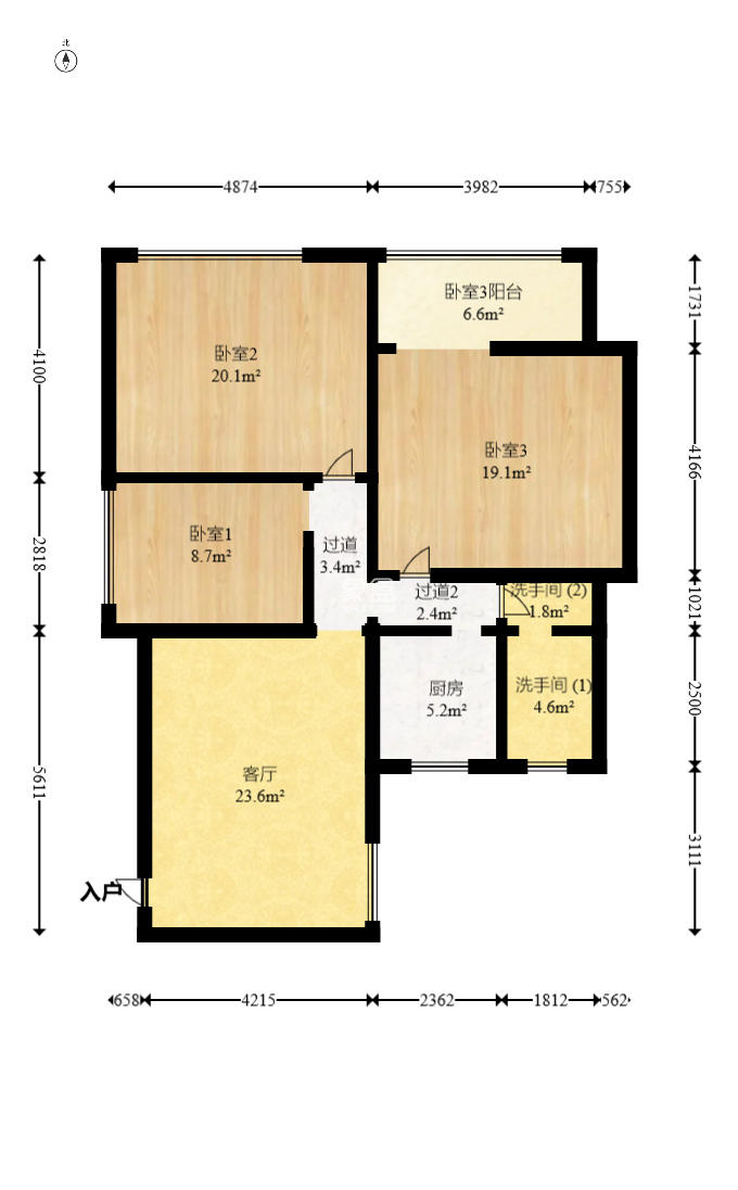 远东公寓  3室1厅1卫   64.60万室内图1