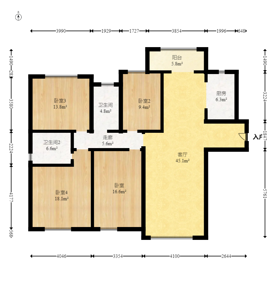 中交中央公园D3区  4室2厅2卫   140.00万室内图1