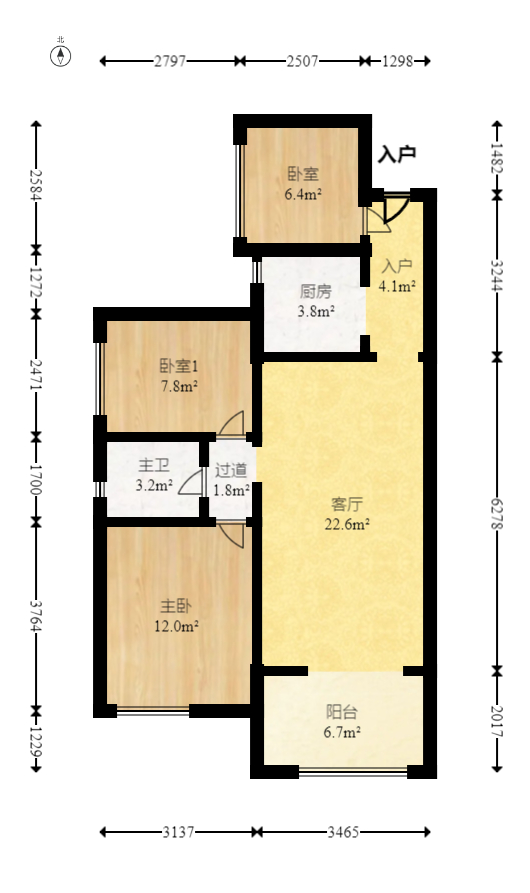 花样年华  3室1厅1卫   60.00万室内图1