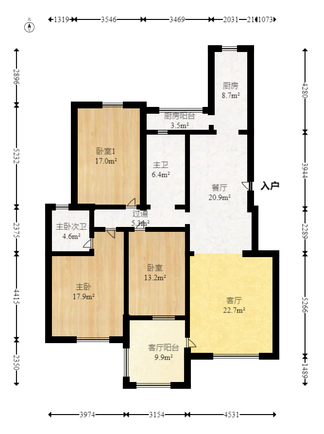 红树湾  3室2厅2卫   85.00万室内图1