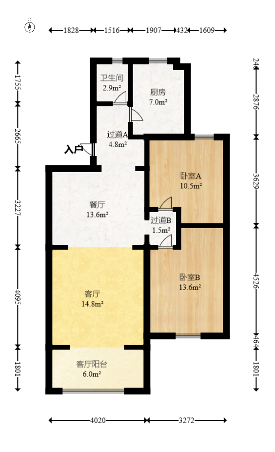 德润园  2室2厅1卫   50.00万室内图1