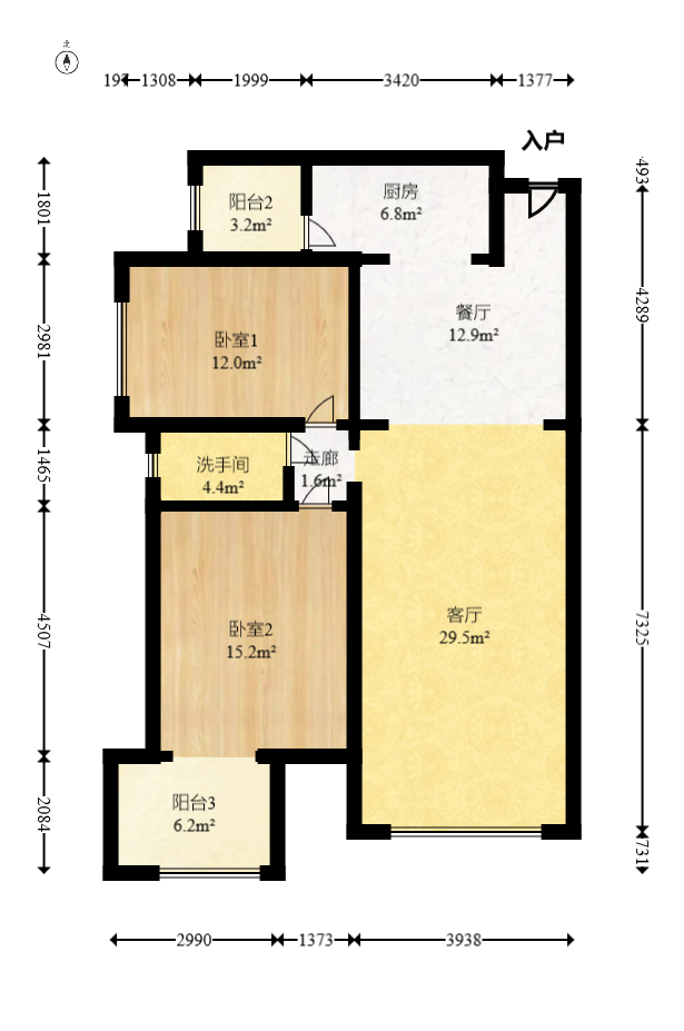 新盛珑璟台  2室2厅1卫    84.98万室内图1