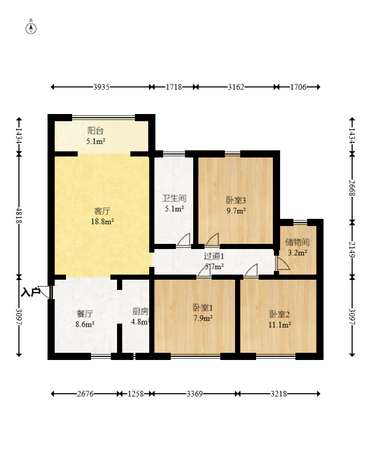 盛腾学林西岸  3室2厅1卫    81.0万 盛腾学林西岸  3室2厅1卫    81.0万户型图