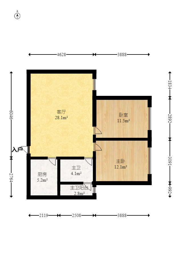 晶华美地  2室2厅1卫   39.00万室内图1