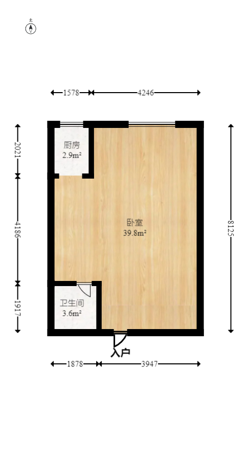 星宇V立方（旭和大厦）  1室1厅1卫   50.70万室内图1