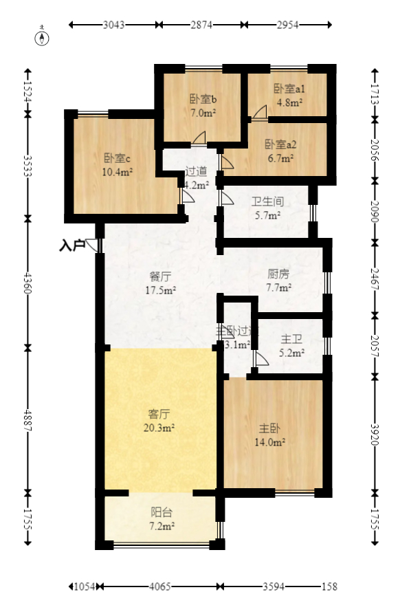 华润桃源里  4室2厅1卫    81.0万室内图1