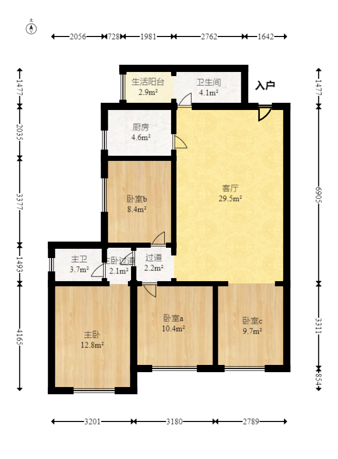 才子城 3室2厅1卫 46.8万 才子城 3室2厅1卫 46.8万户型图