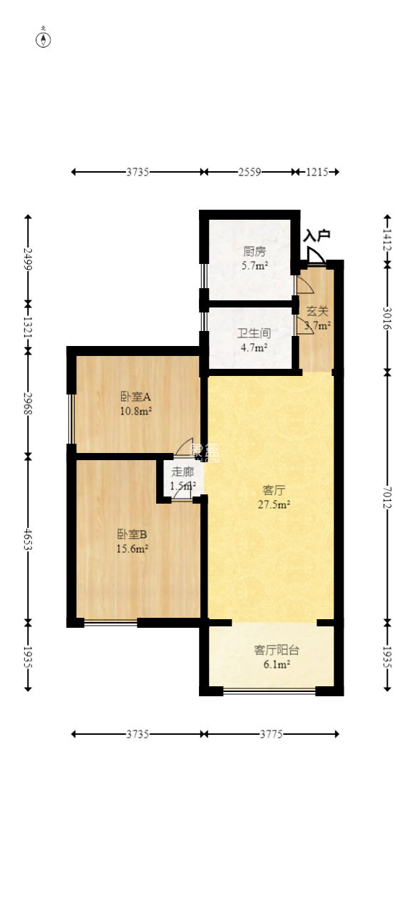 保利花园  2室2厅1卫   86.90万