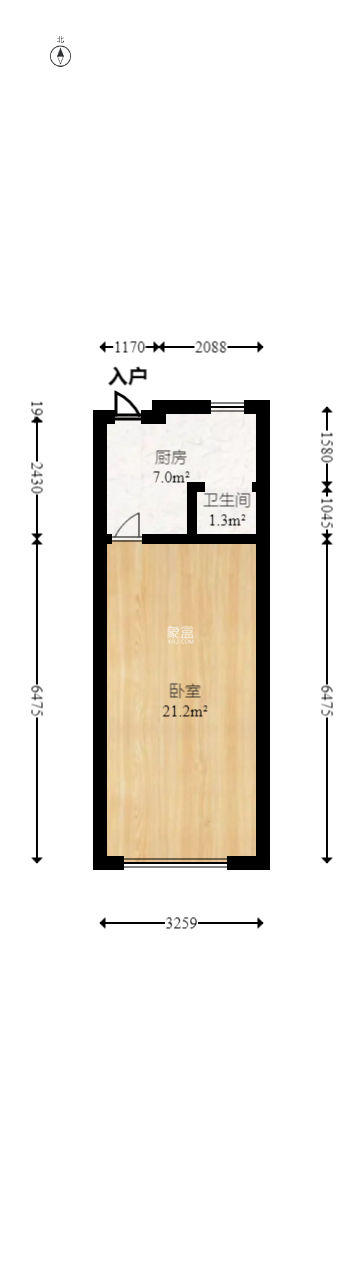 茅亭子  1室1厅1卫   28.00万