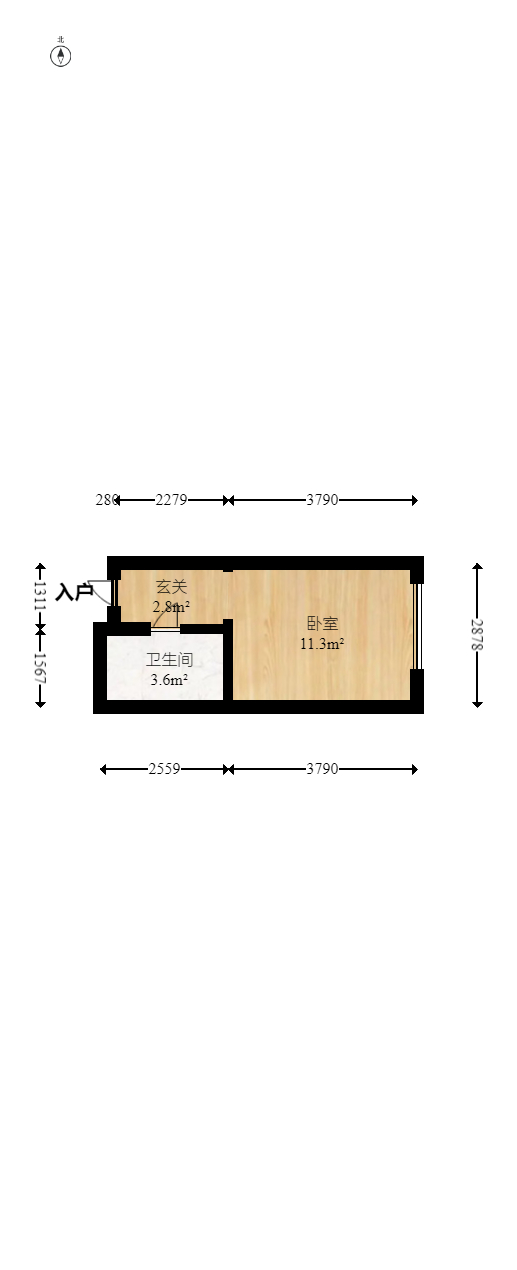 泊富公寓（泊富国际广场）  1室0厅1卫   29.00万室内图1