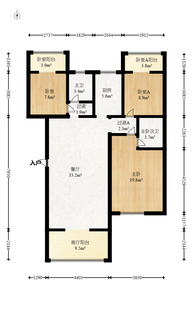 荣鑫家园  3室2厅1卫   64.80万室内图1