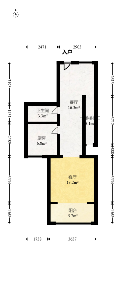 邦盛水岸御园  3室2厅2卫   65.00万户型图