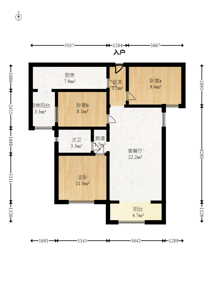 惠天然梅岭国际  3室2厅1卫   148.00万室内图1