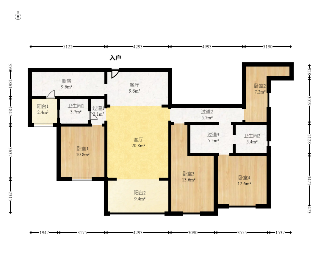 勤诚达境界城 4室2厅2卫 119.8万 勤诚达境界城 4室2厅2卫 119.8万户型图