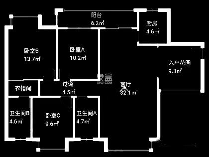 武广国际学苑  4室2厅2卫   106.00万室内图1