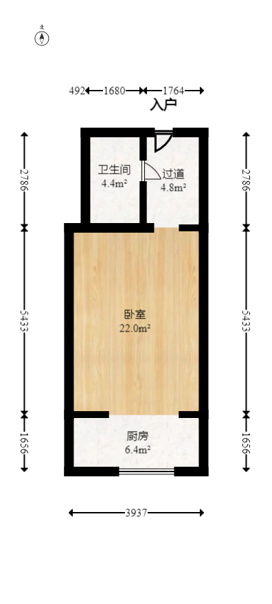 怡海星城  1室1厅1卫   24.80万室内图1