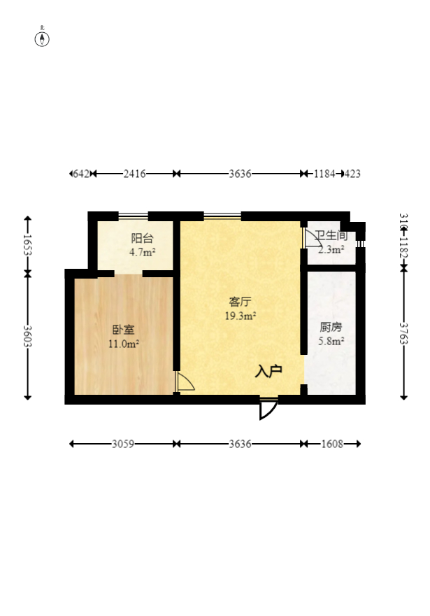 康桥长郡  1室1厅1卫    44.15万室内图1