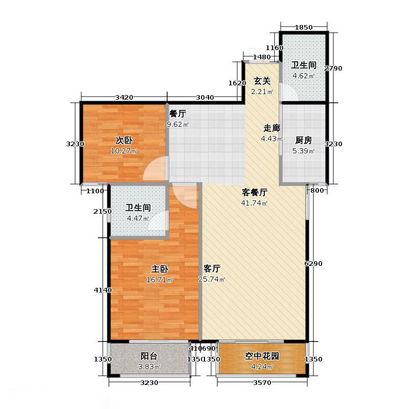 紫御华庭  1室1厅1卫   1500.00元/月户型图