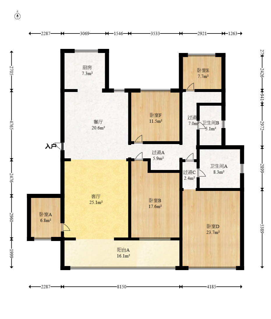 保利城（中航城国际社区、郡原美村）  5室2厅2卫    160.0万室内图1