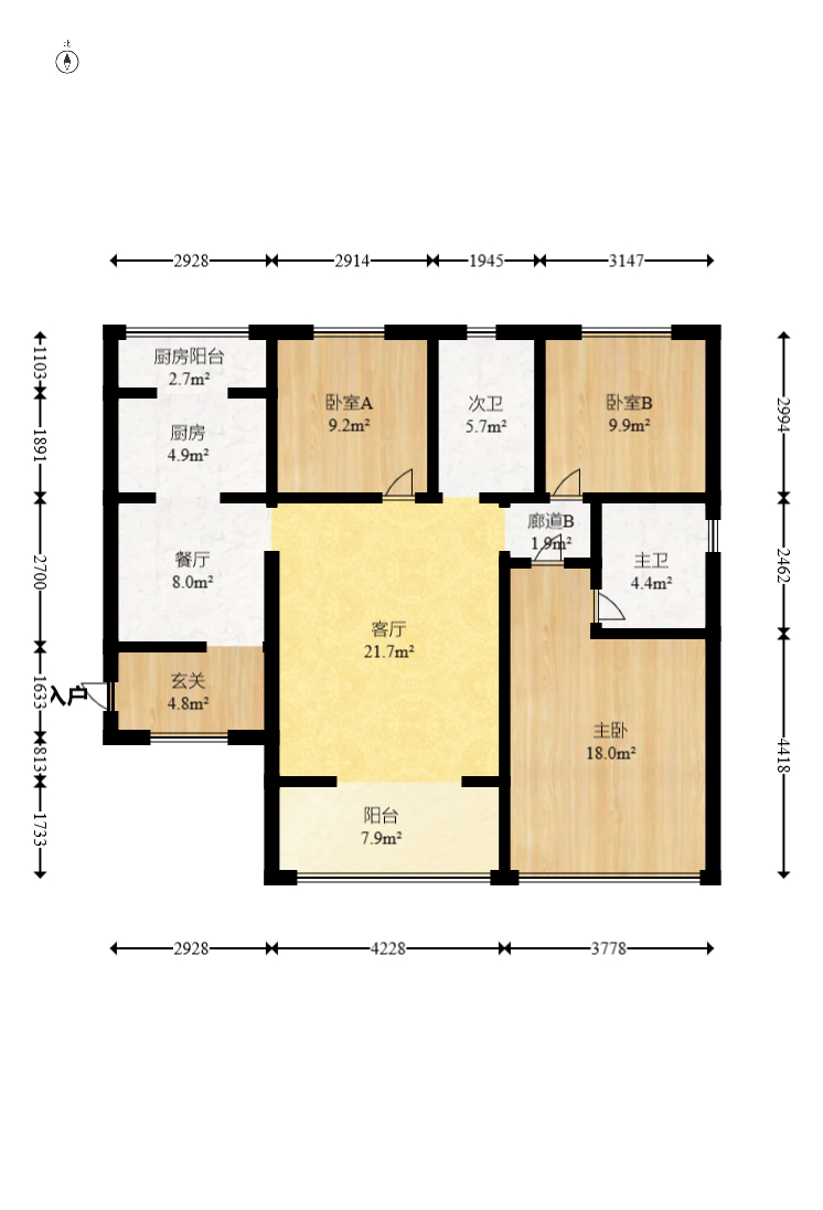 江山帝景哈佛  3室2厅2卫    135.3万室内图1