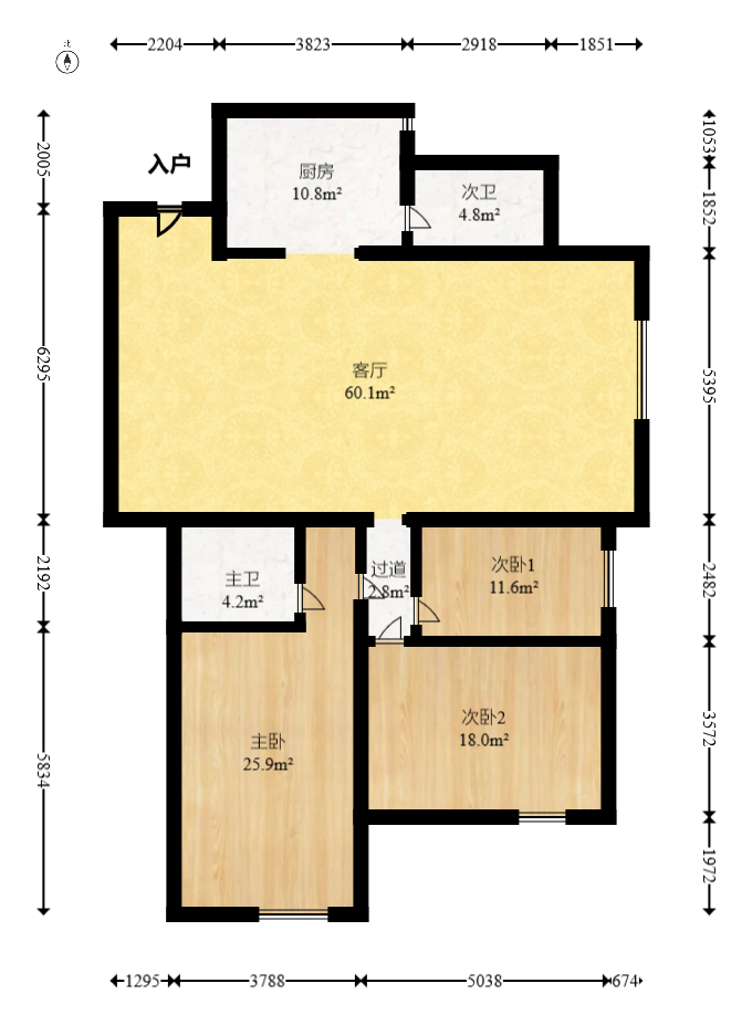 森宇佳园  3室2厅2卫    106.0万室内图1
