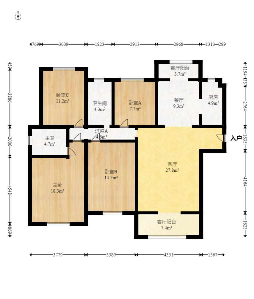 陽光麗城  4室2廳2衛(wèi)    185.0萬室內(nèi)圖1