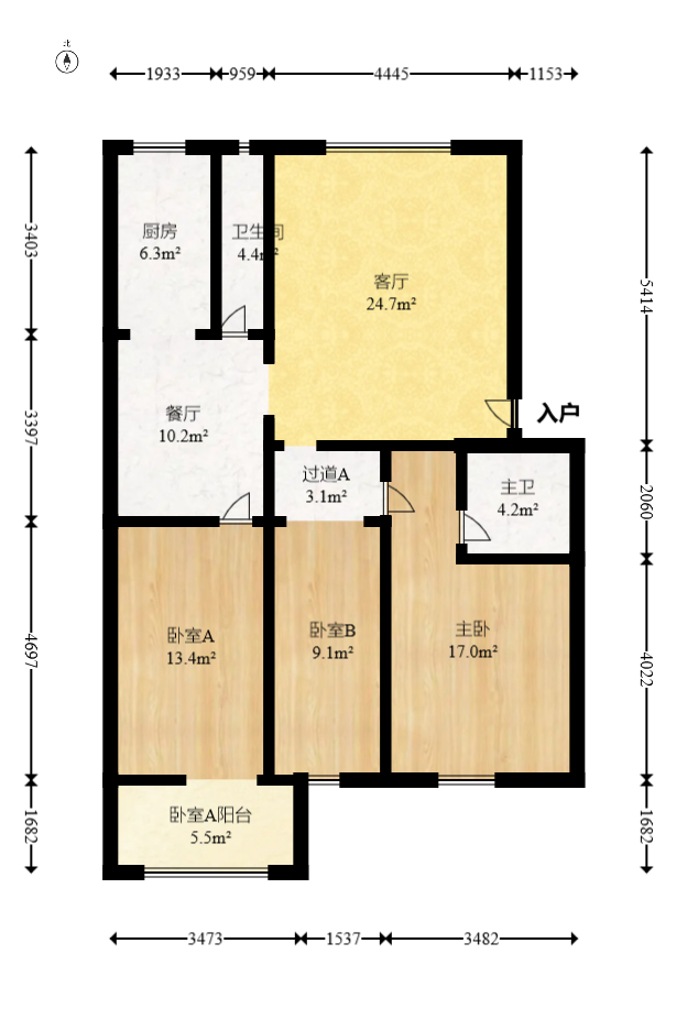 咸嘉新村嘉旺苑  3室2厅1卫    78.0万室内图1